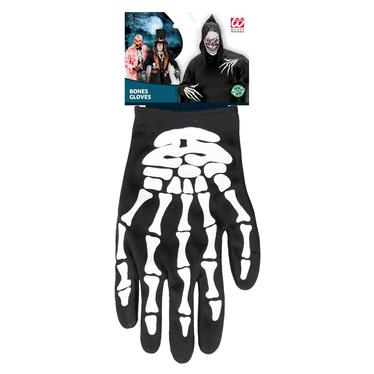 Halloween Handschoenen Wit Zwart Skelet