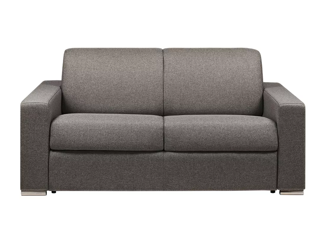 Canapé 2 places convertible express en tissu anthracite - Couchage lattes larges 120 cm - Matelas 18 cm avec mémoire de forme CALITO