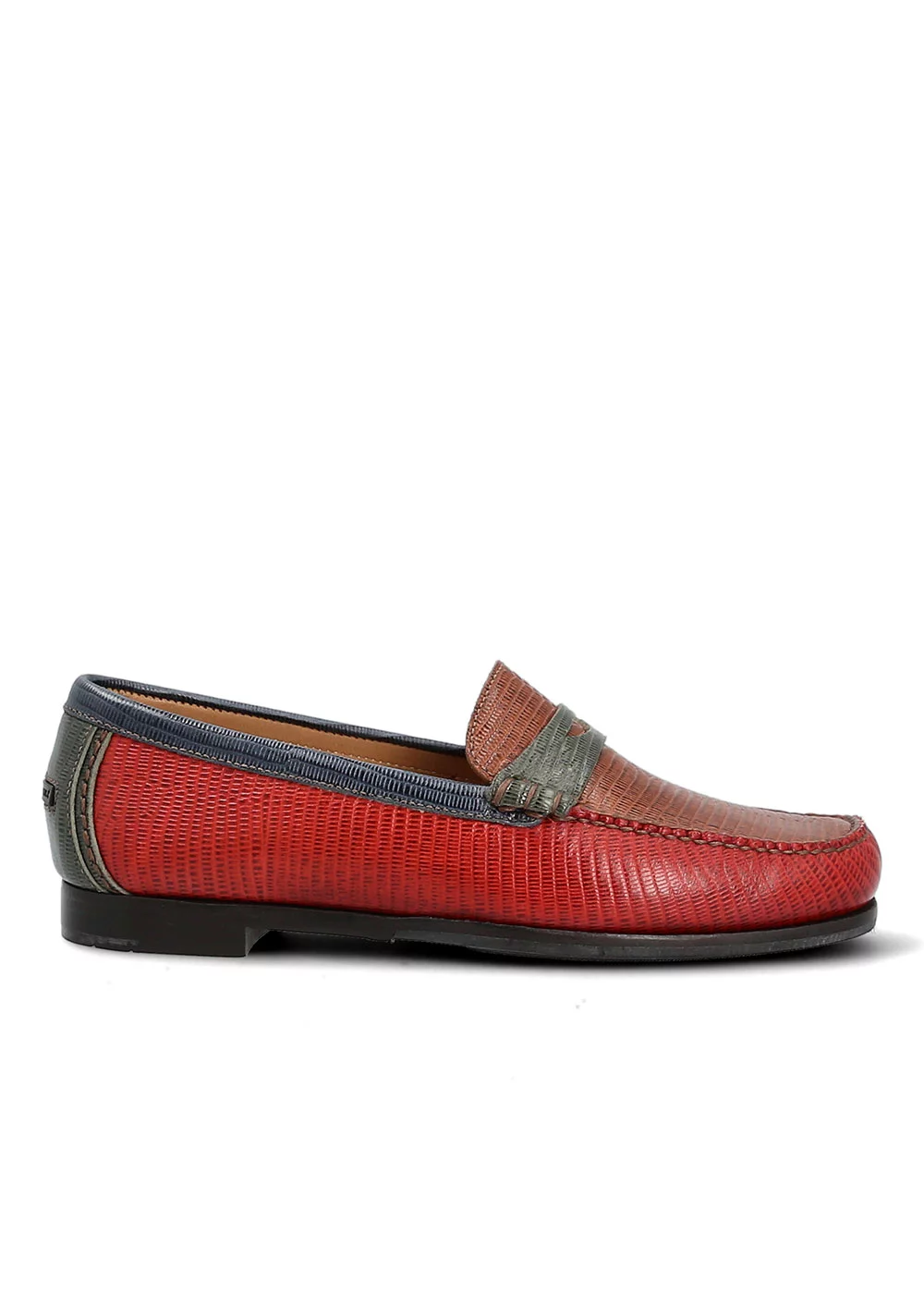 MOCASSIN W LIZARD MULTICO  ROUGE