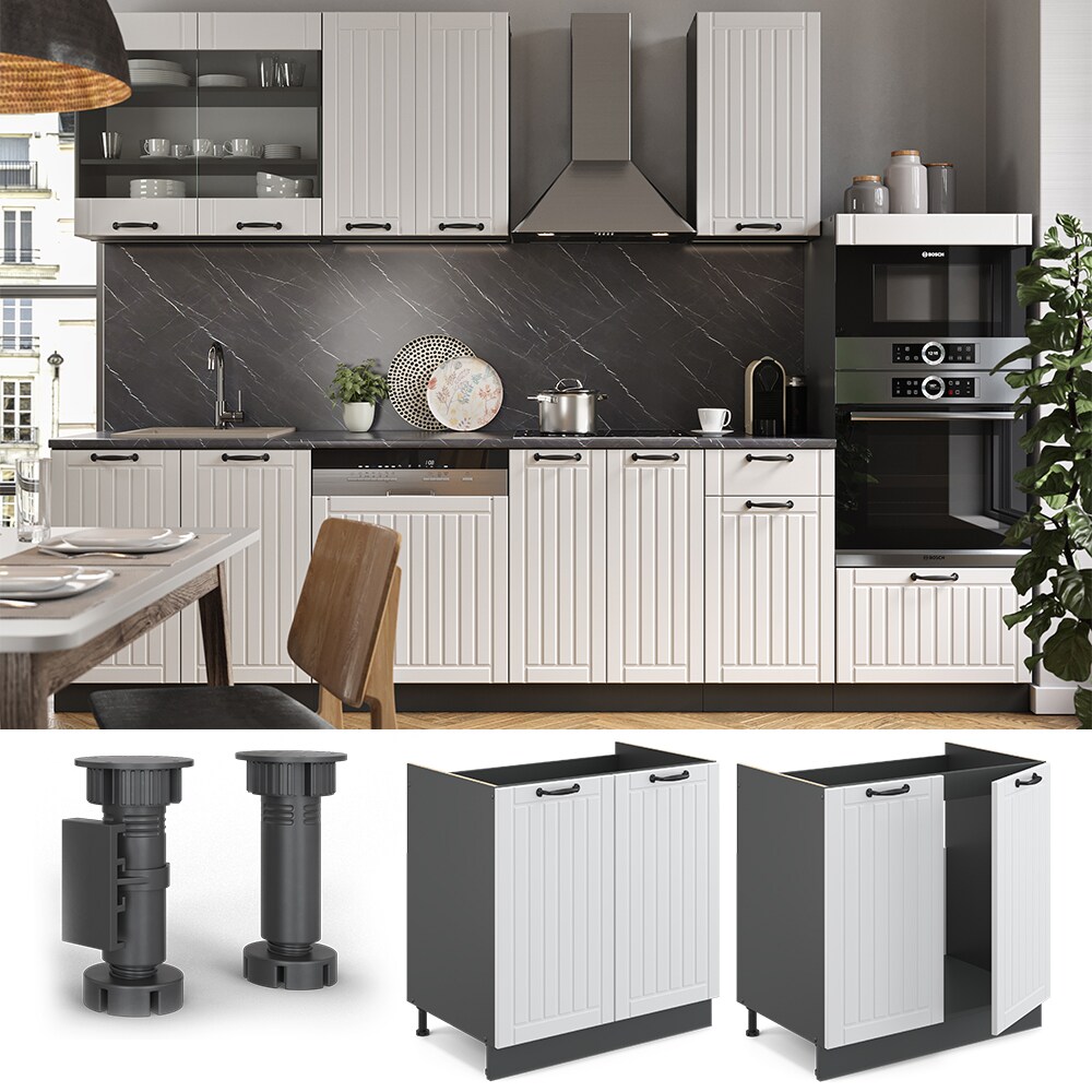 Vicco Spülenunterschrank 80 cm FAME Line Küchenschrank Küchenzeile Landhaus Weiß Anthrazit