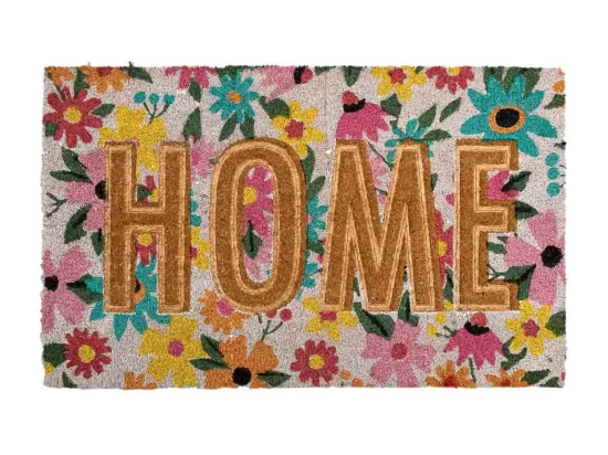 Tapis d'entrée en PVC imprimé et fibre pressée marron 45x75