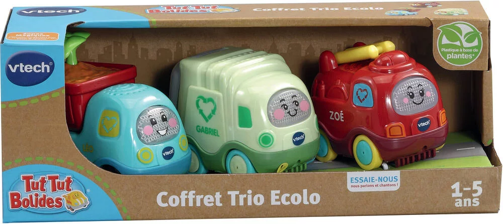 TUT TUT BOLIDES - COFFRET TRIO ECOLO  (POMPIER + CAMION POUBELLE + PTIT CAMION)