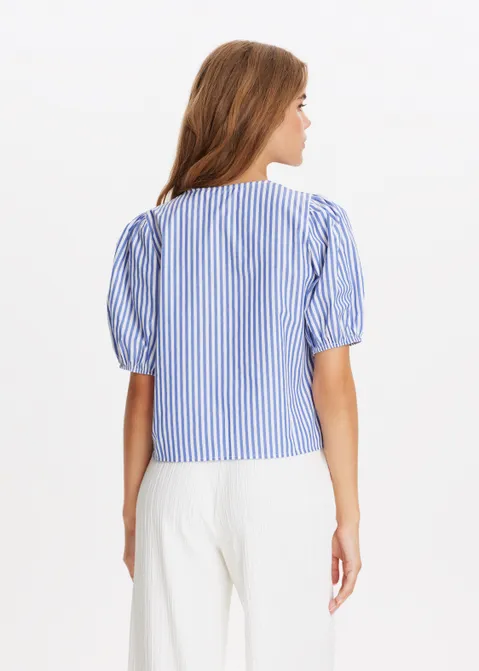 Blouse met strik details blauw (BLW)