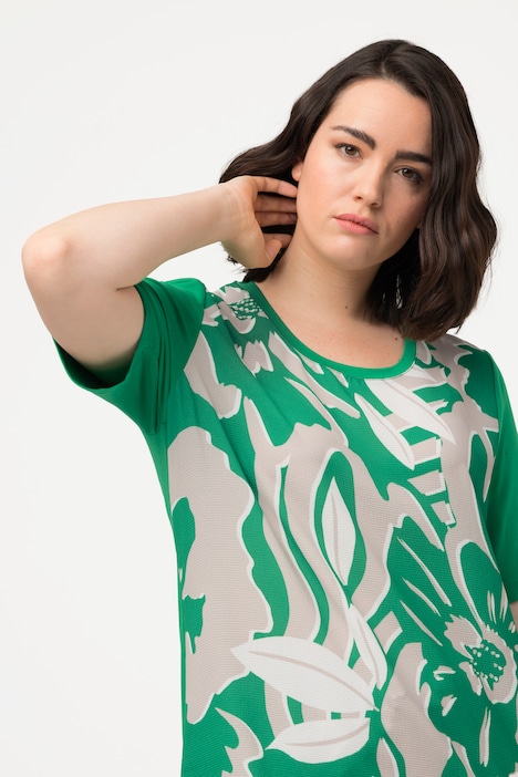 T-Shirt, Blüten, Rundhals, Halbarm