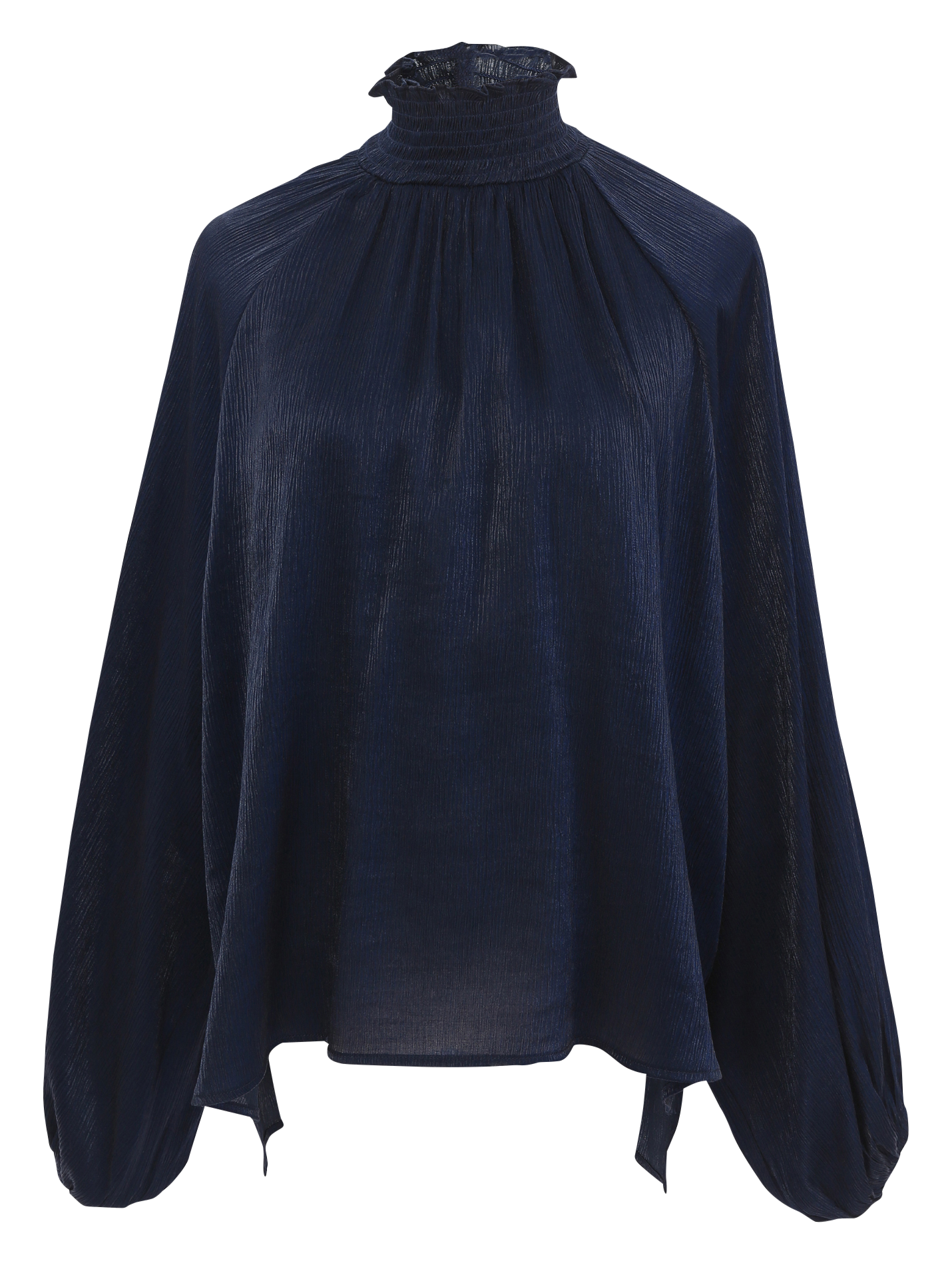 NIKA - Blouse ample satinée à col victorien | Bleu