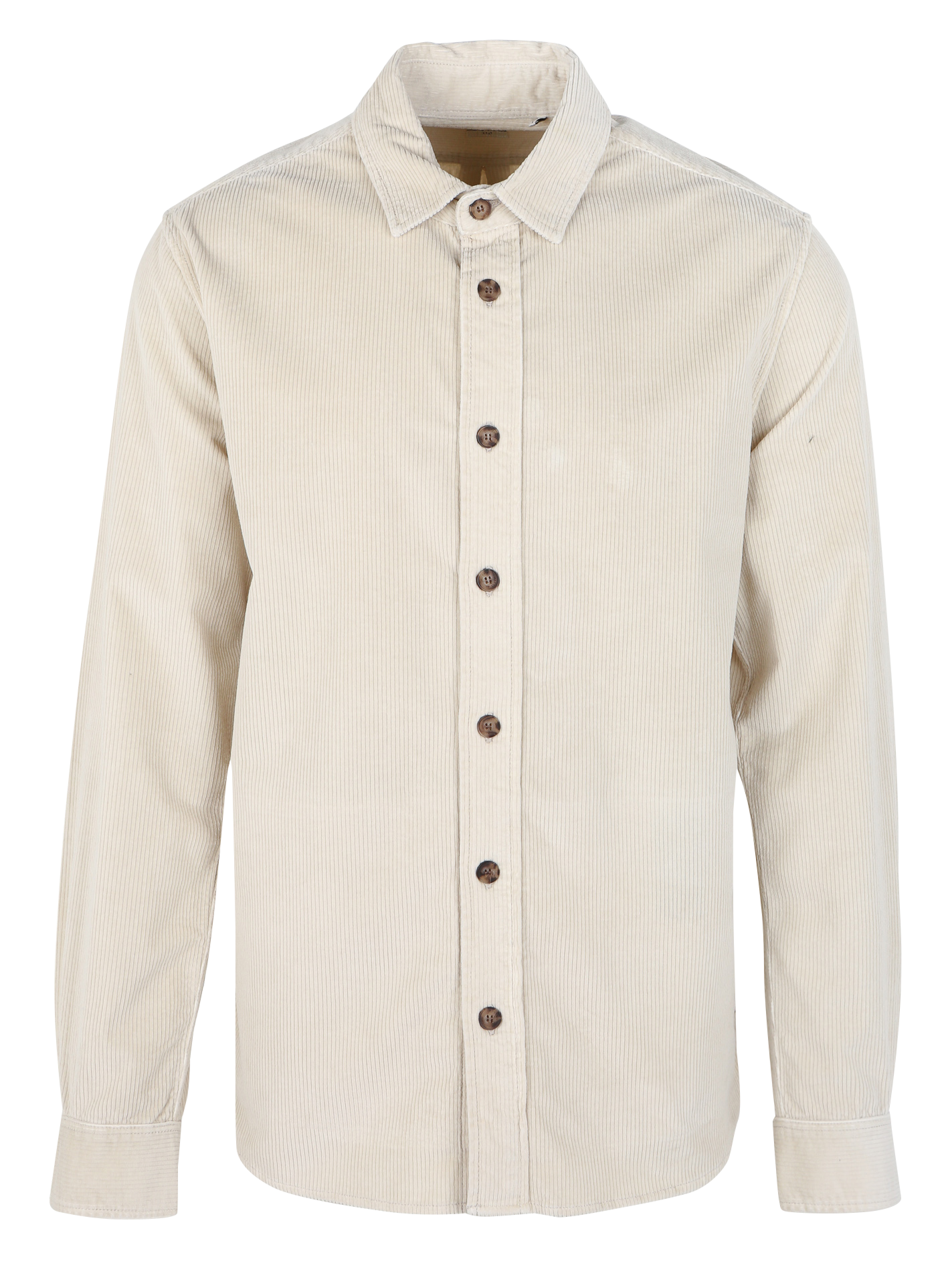 Chemise droite côtelée en coton mélangé | Beige