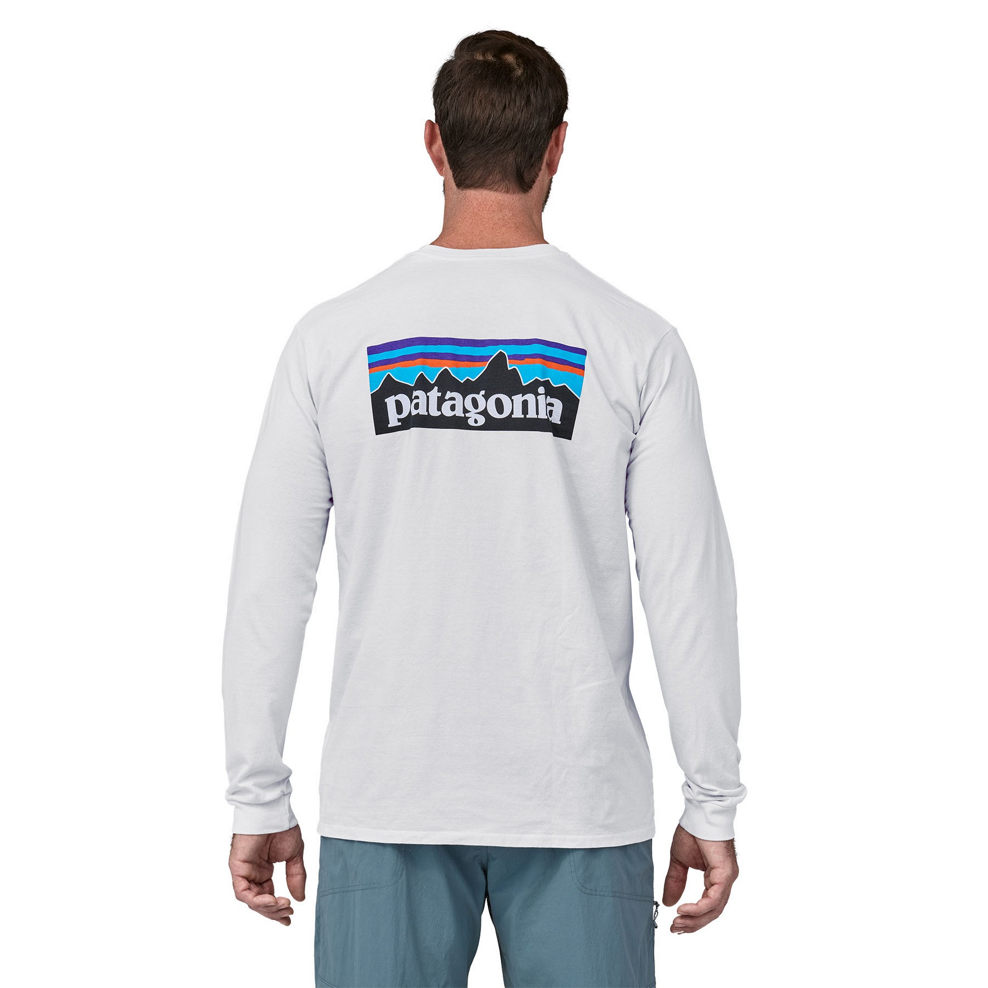 Patagonia LS P-6 Logo Responsibili-Tee White