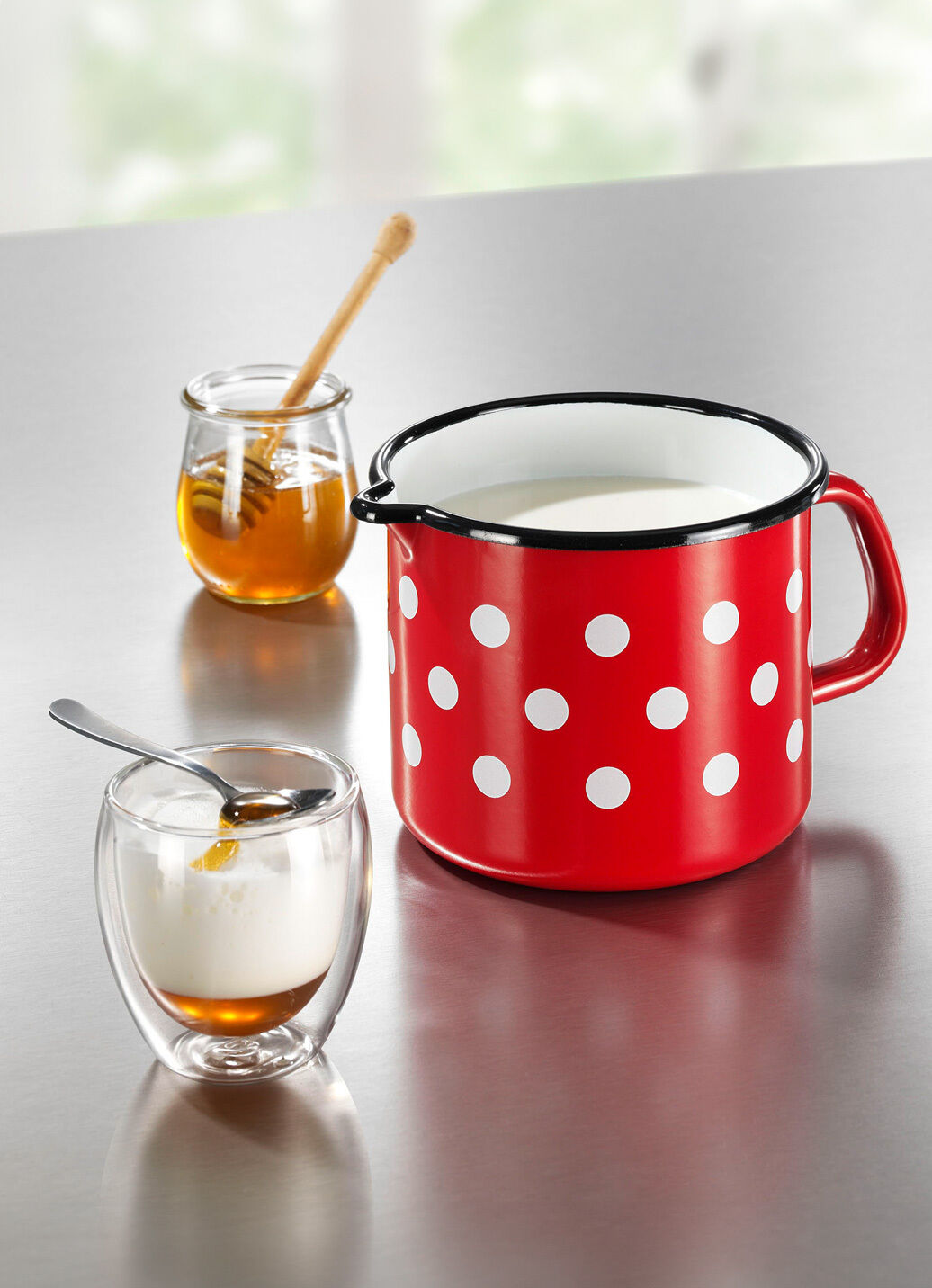 Milchtopf aus widerstandsfähigem Stahl-Emaille