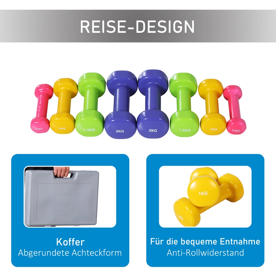 HOMCOM Hantelset mit Koffer bunt