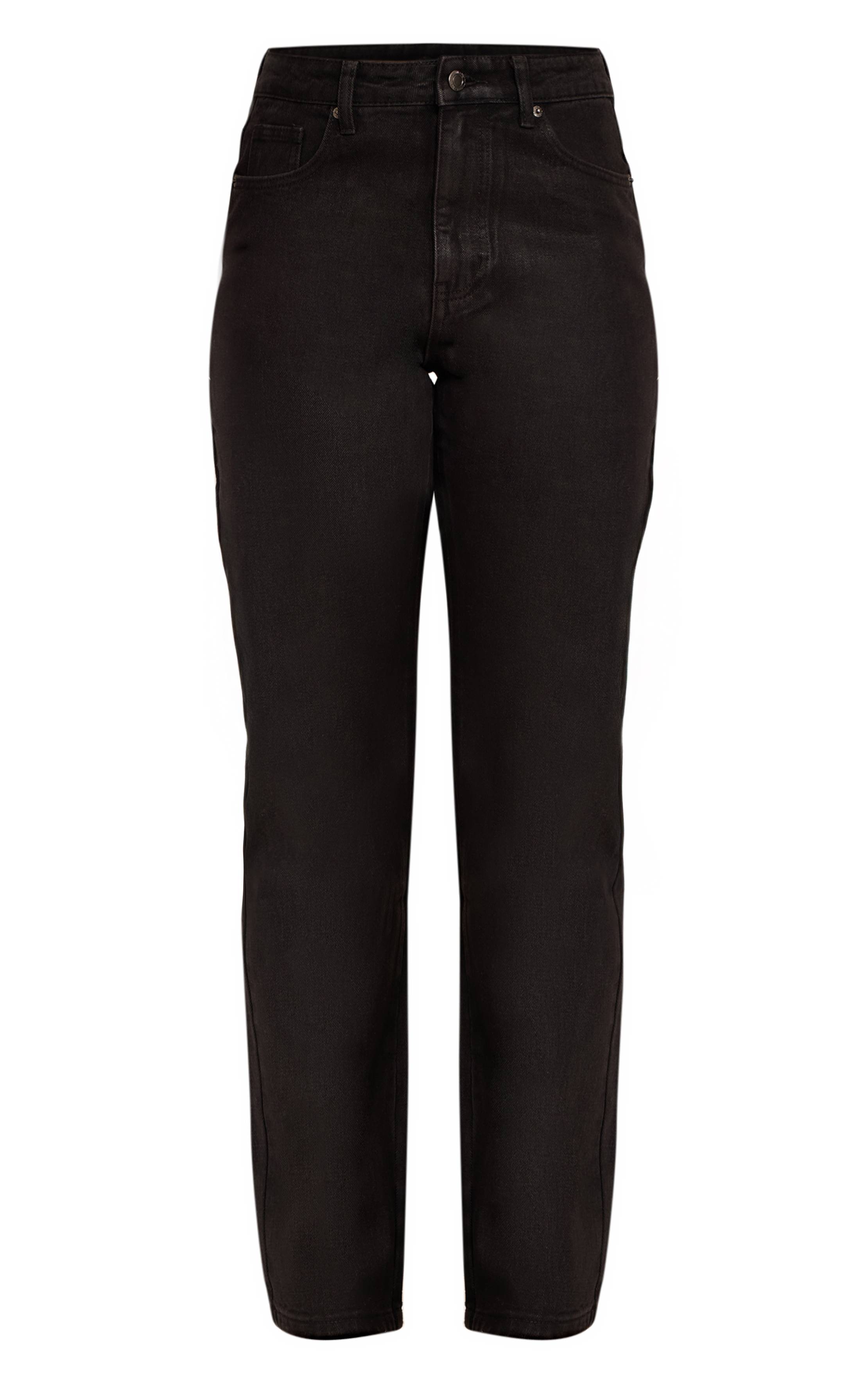 Noir Jean Droit À Effet Enduit