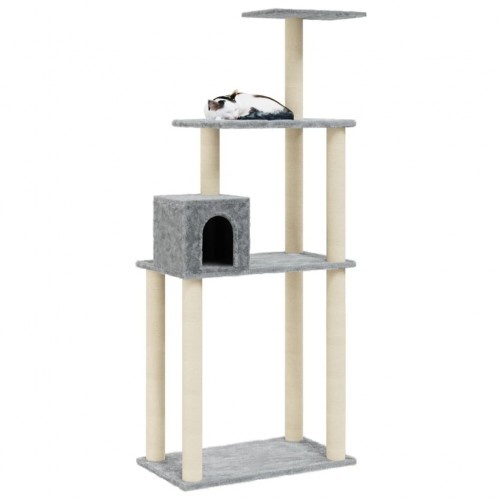 arranhador elevado Vidaxl cinza claro para gatos