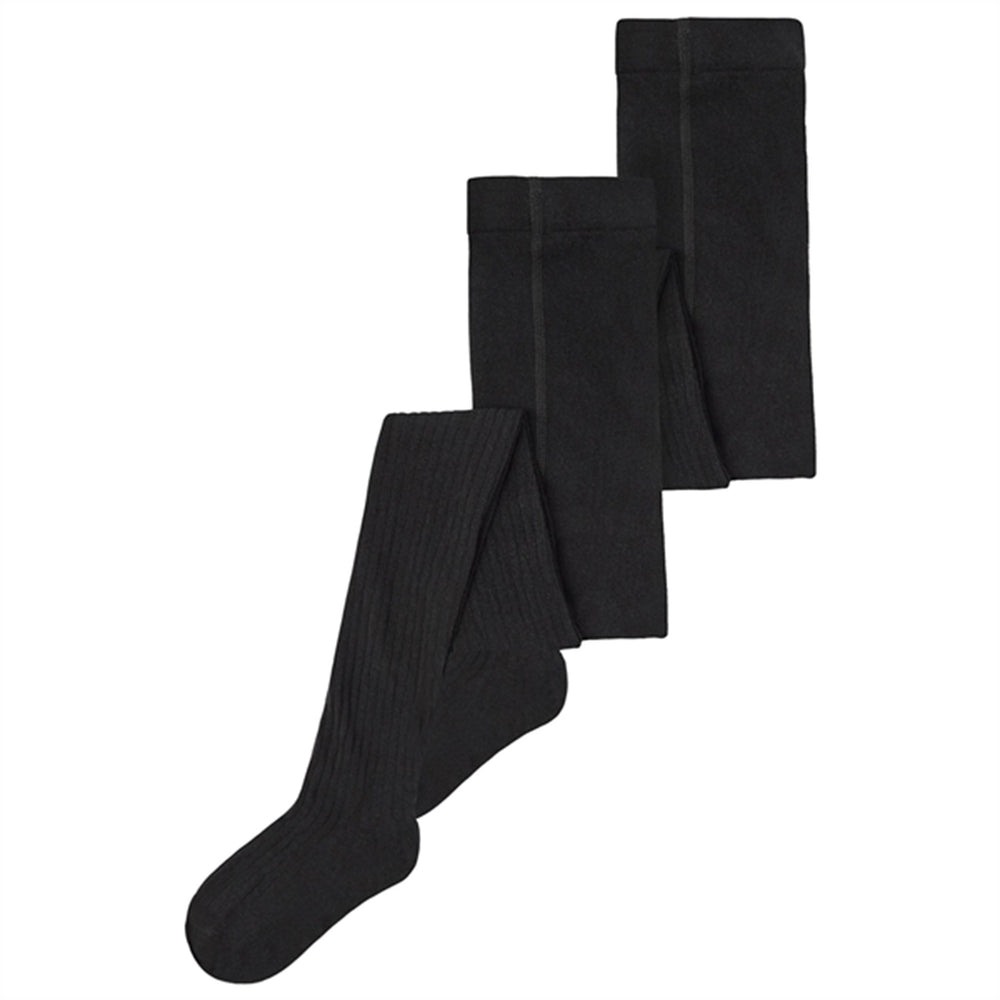 Black Rib Strømpebukser 2-pak Noos