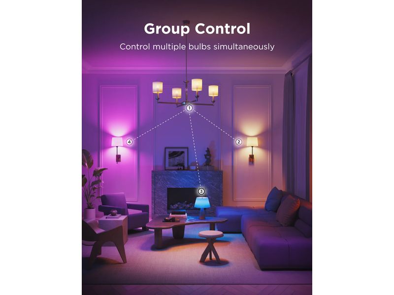 Govee Smart Light Bulb E14, RGBWW, CRI>80, Wifi, BT Dimmbare LED-Glühbirnen