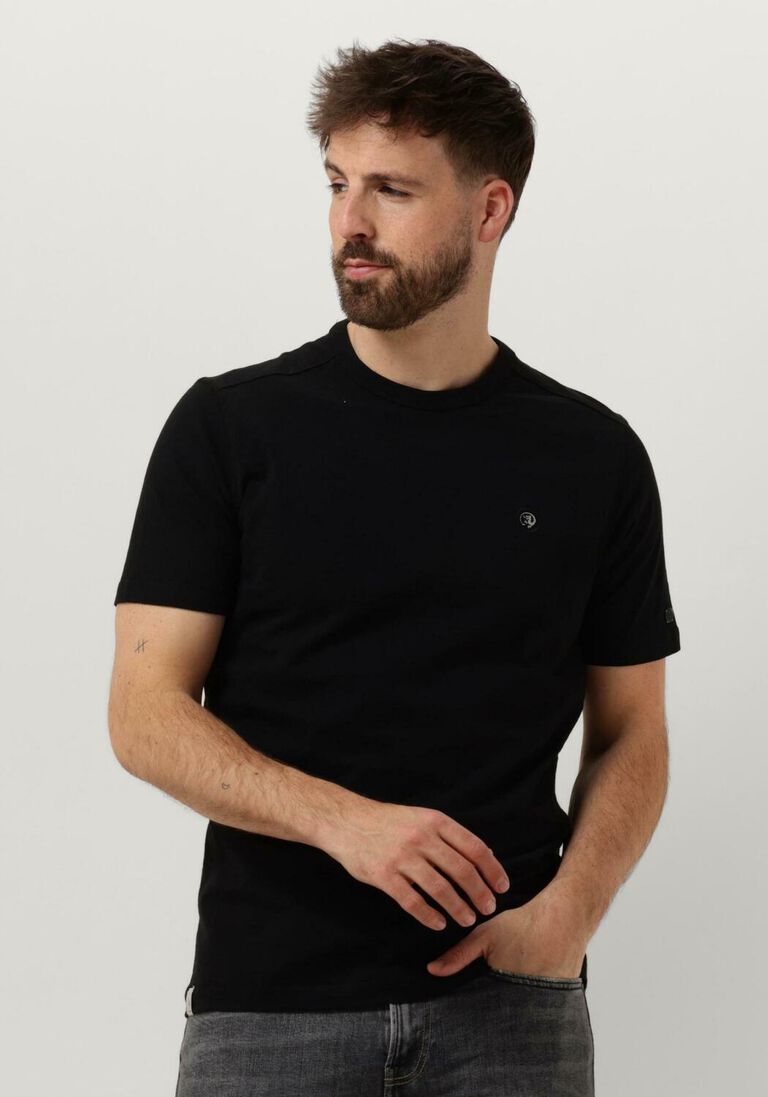 CAST IRON zwarte cast iron t-shirt short sleeve r-neck organic cotton slub essential