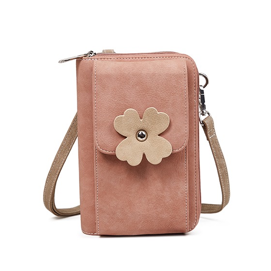 Hi-di-Hi Flying Flower Crossbody Bag/ Wallet/ Phone Bag Pink