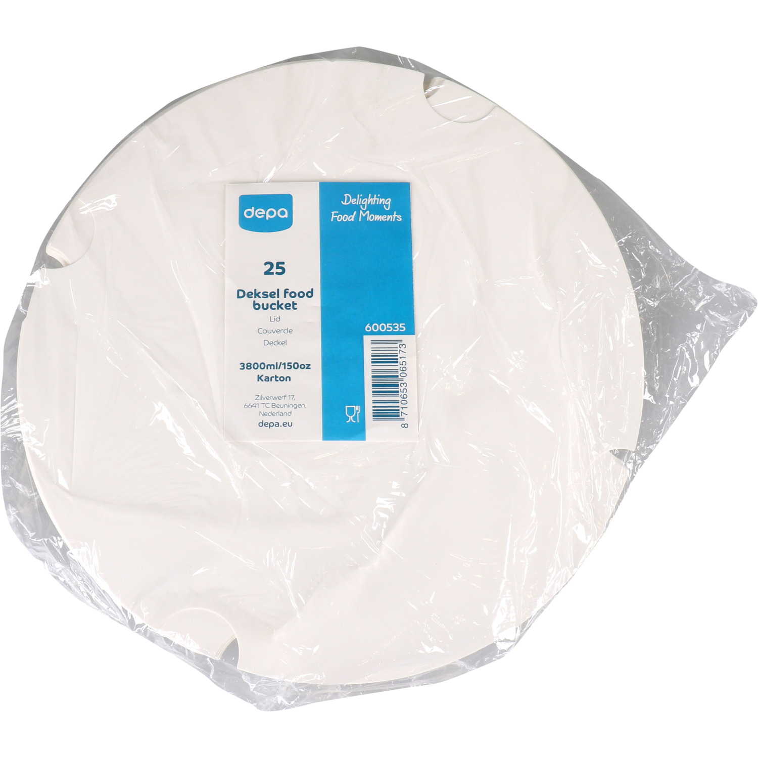 Depa Deksel, foodbucket, Karton + PE, Ø202mm, wit