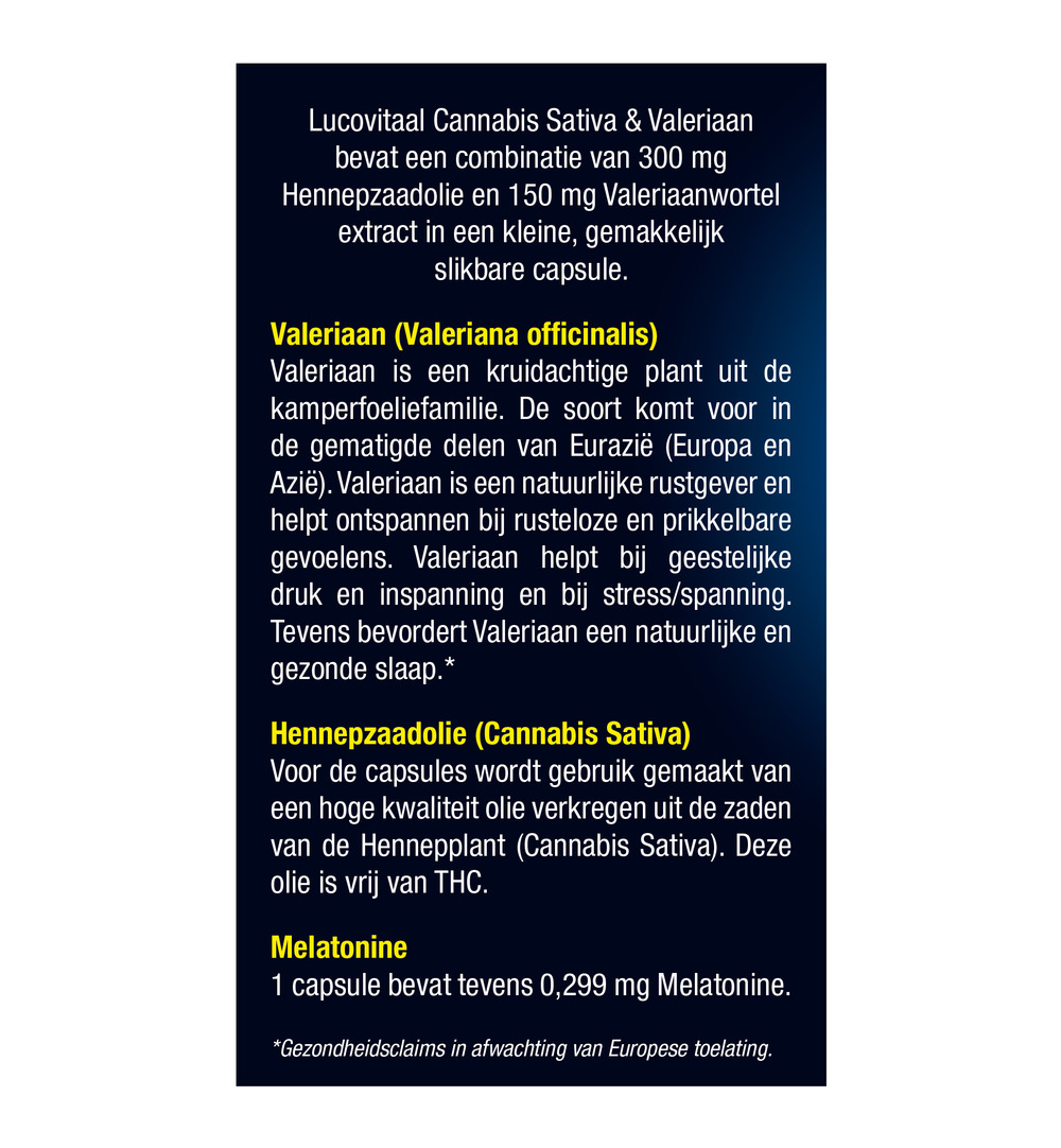 Lucovitaal Cannabis Sativa & Valeriaan (30 capsules)