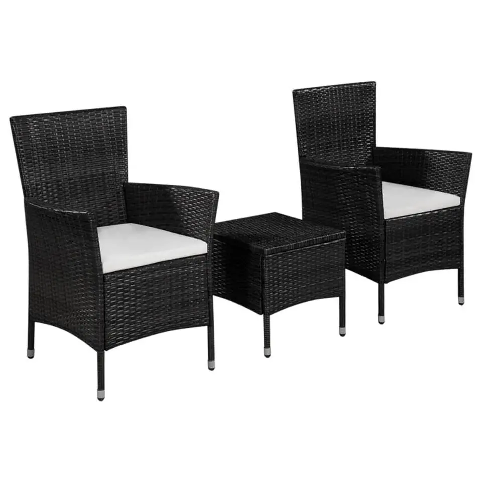 vidaXL - Bistroset - Zwart - Poly rattan