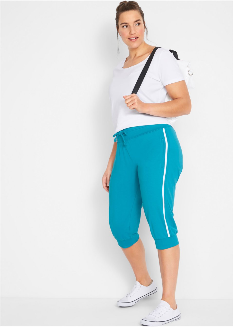 Lot de 2 pantalons de jogging en coton, coupe corsaire