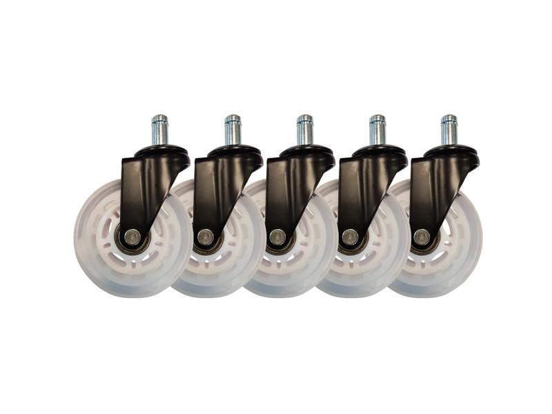 LC-Power Gaming Stuhlrollen 5er Set Weiss Rollenset in der Farbe Weiss für schnelles Gleiten von Tisch zu Tisch