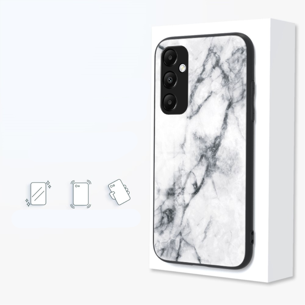 Samsung Galaxy A55 Hardcase Hybrid Schutzhülle Glas Rückseite Marmor Marble - Schwarz / Rot