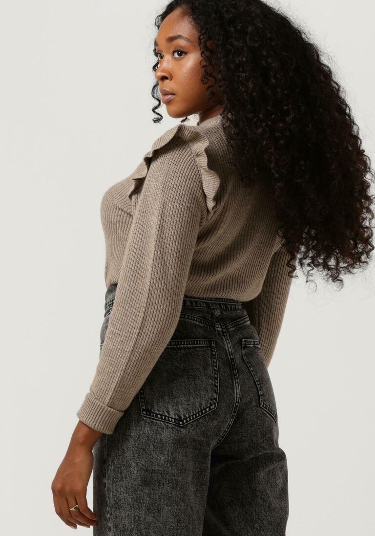 OBJECT bruine object trui malena l/s ruffle pullover