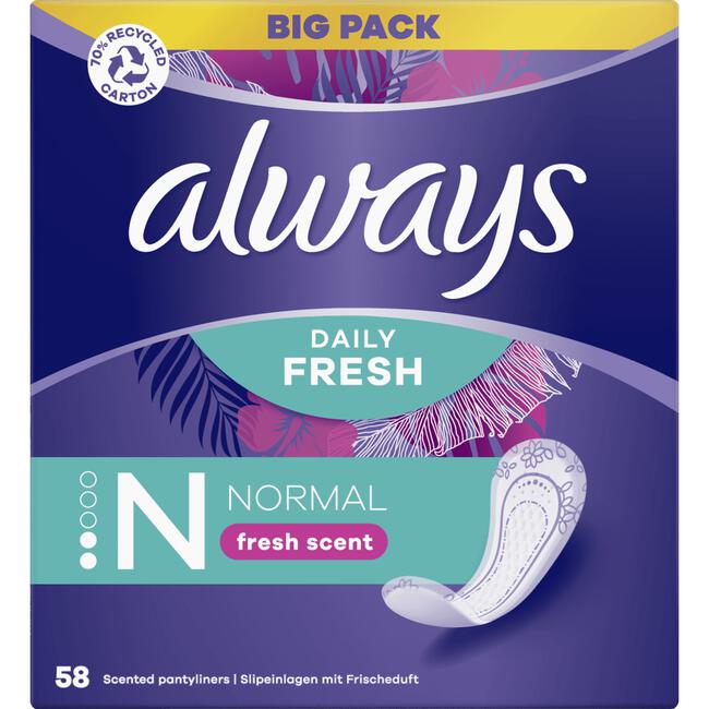 Always Daily Fresh Inlegkruisjes Normal 58 Stuks