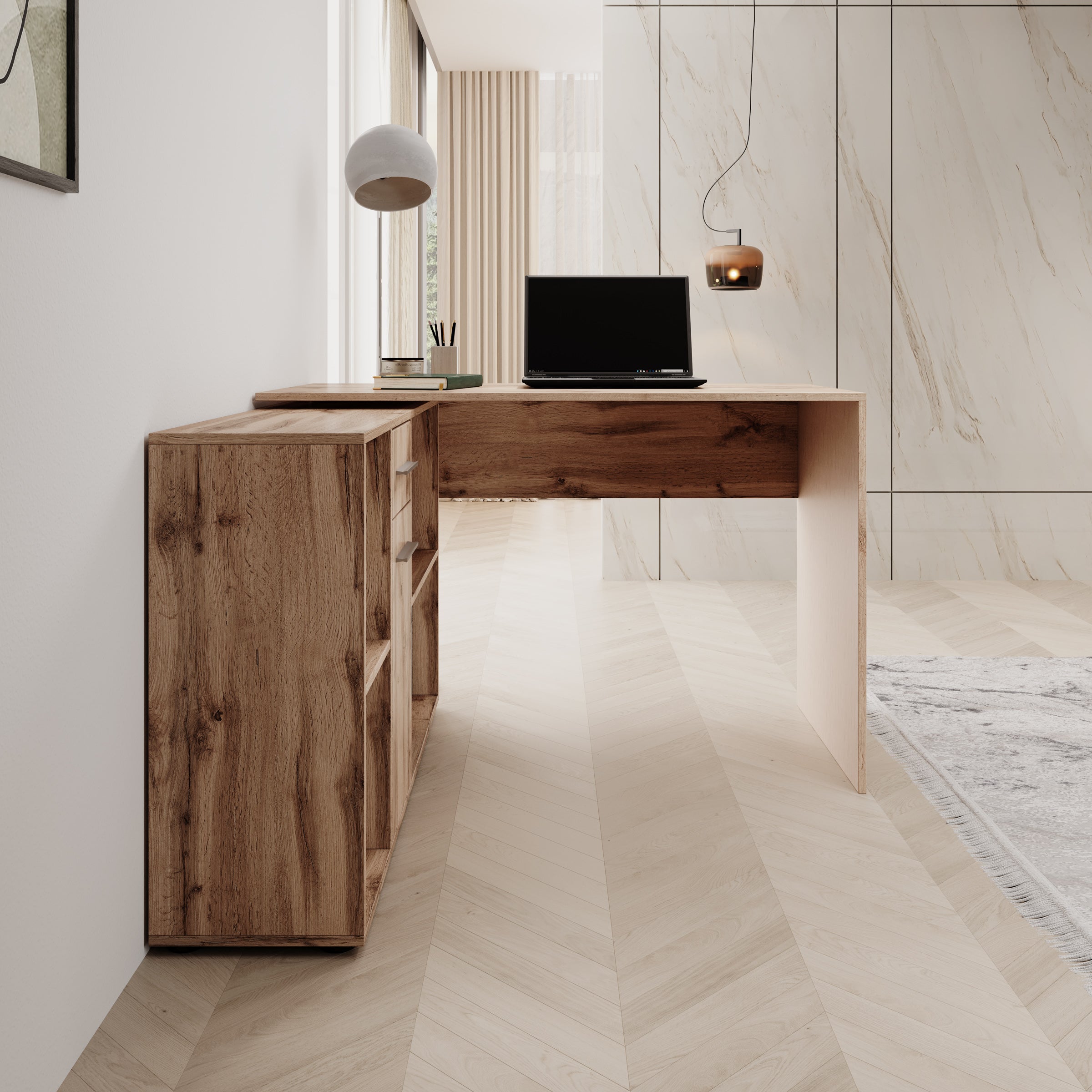 Meubella - Elixir - Bureau - Eiken - 121x120x75 cm