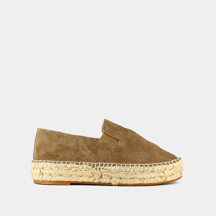 Espadrilles compensées  en croute taupe