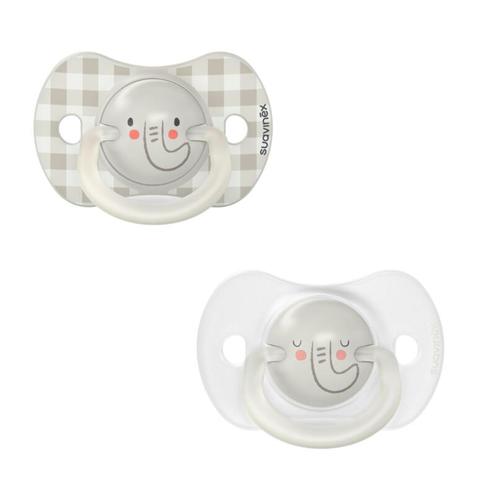 Pack de 2 sucettes 6-18 mois SX PRO Night&Day Gris clair - SUAVINEX