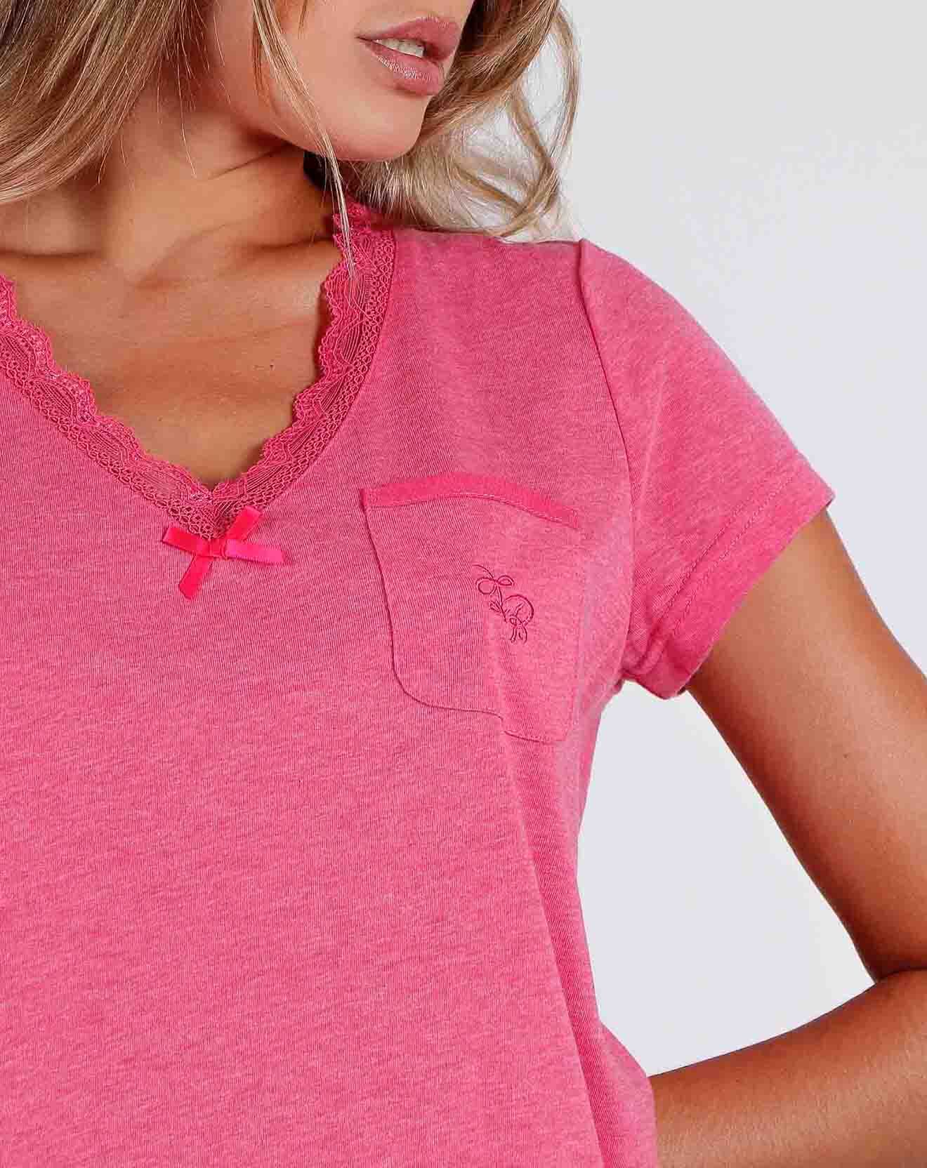 Admas Classic Pyjama T-Shirt & Pantalon framboisier