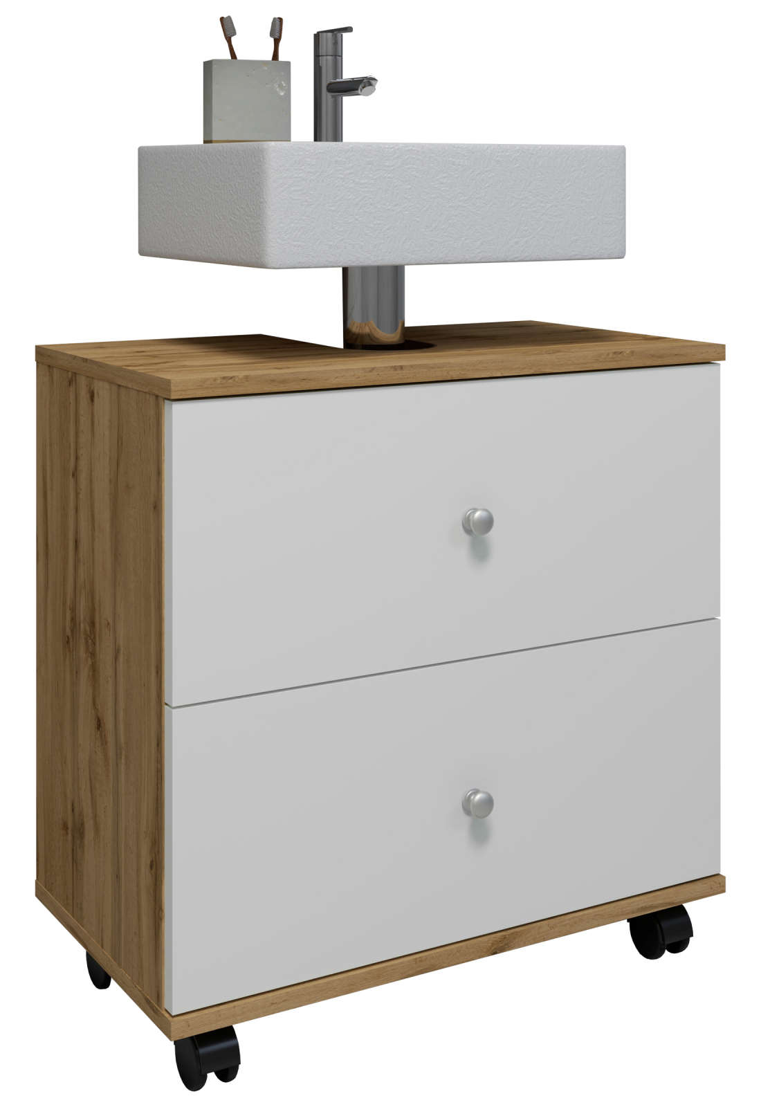 Unterschrank NILOSI L - Honig Eiche-weiß - 60 cm breit