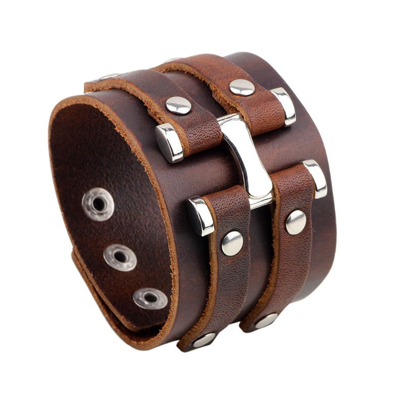 KINNO - Brede armband van echt leer