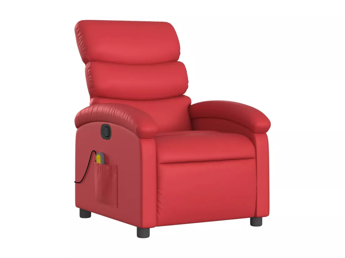 Fauteuil massant inclinable rouge similicuir