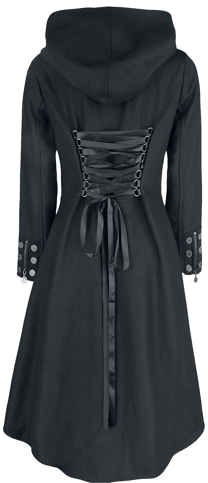 Gothicana x Anne Stokes - Manteau Noir Avec Capuche & Laçage | Gothicana by EMP Manteaux