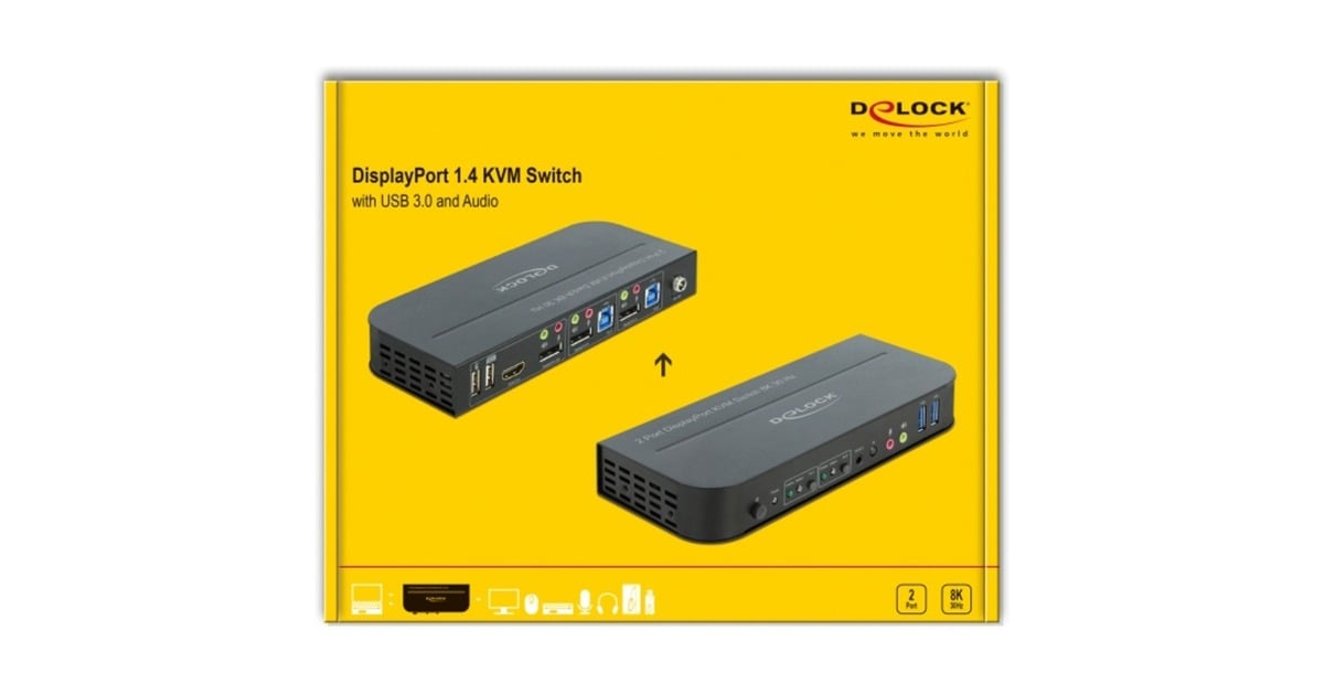 DeLOCKDisplayPort 1.4 KVM Switch 8K 30Hz met USB 3.0 en Audio kvm-switch