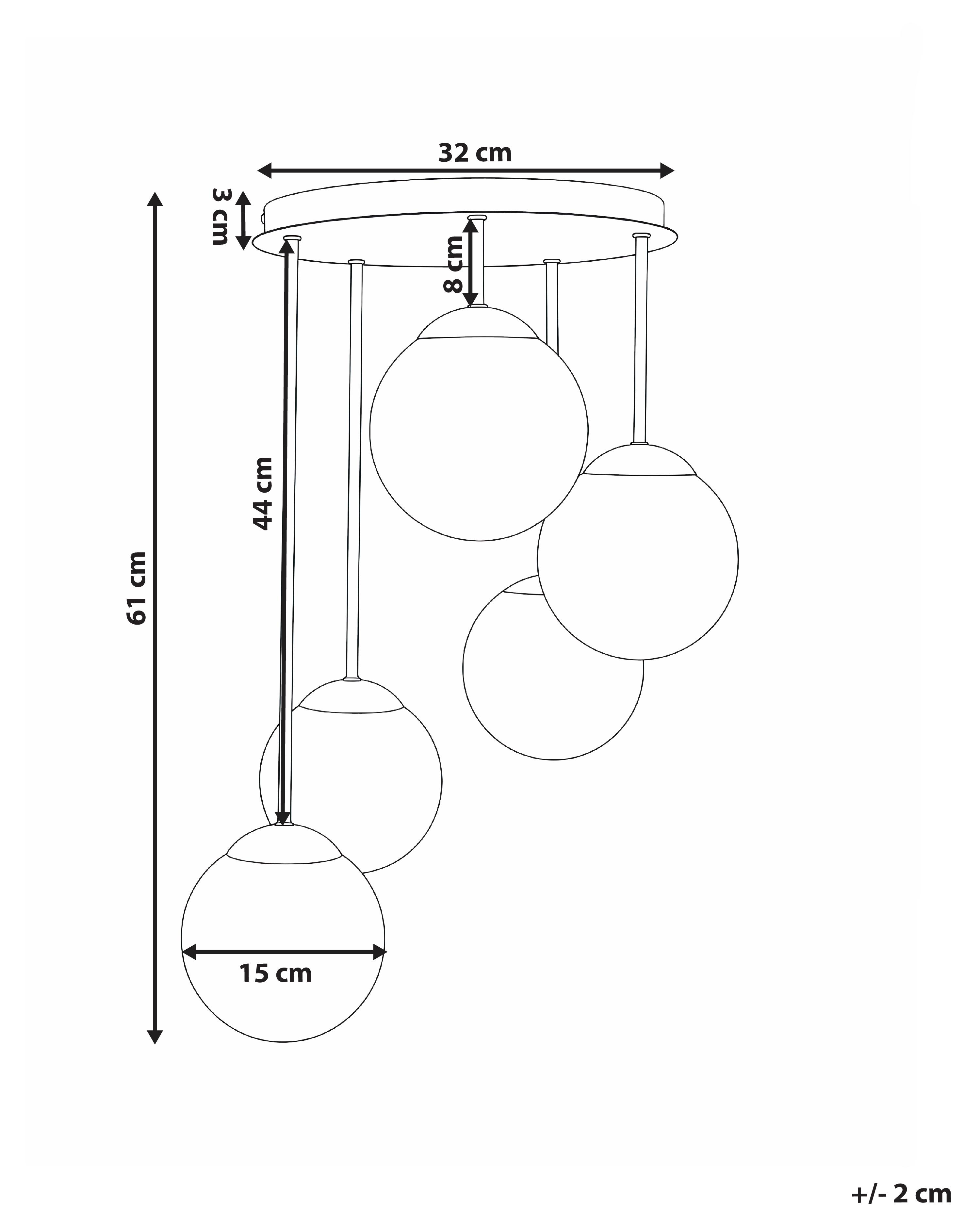 5-lichts hanglamp RIANA Glas Zwart