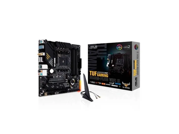 ASUS TUF GAMING B550M-PLUS WIFI II - Bundkort - micro ATX - Socket AM4 - AMD B550 Chipset - USB-C Gen2, USB 3.2 Gen 1, USB 3.2 Gen 2 - 2.5 Gigabit LAN, Wi-Fi 6, Bluetooth - onboard grafik (CPU påkrævet) - HD Audio (8-kanaler)