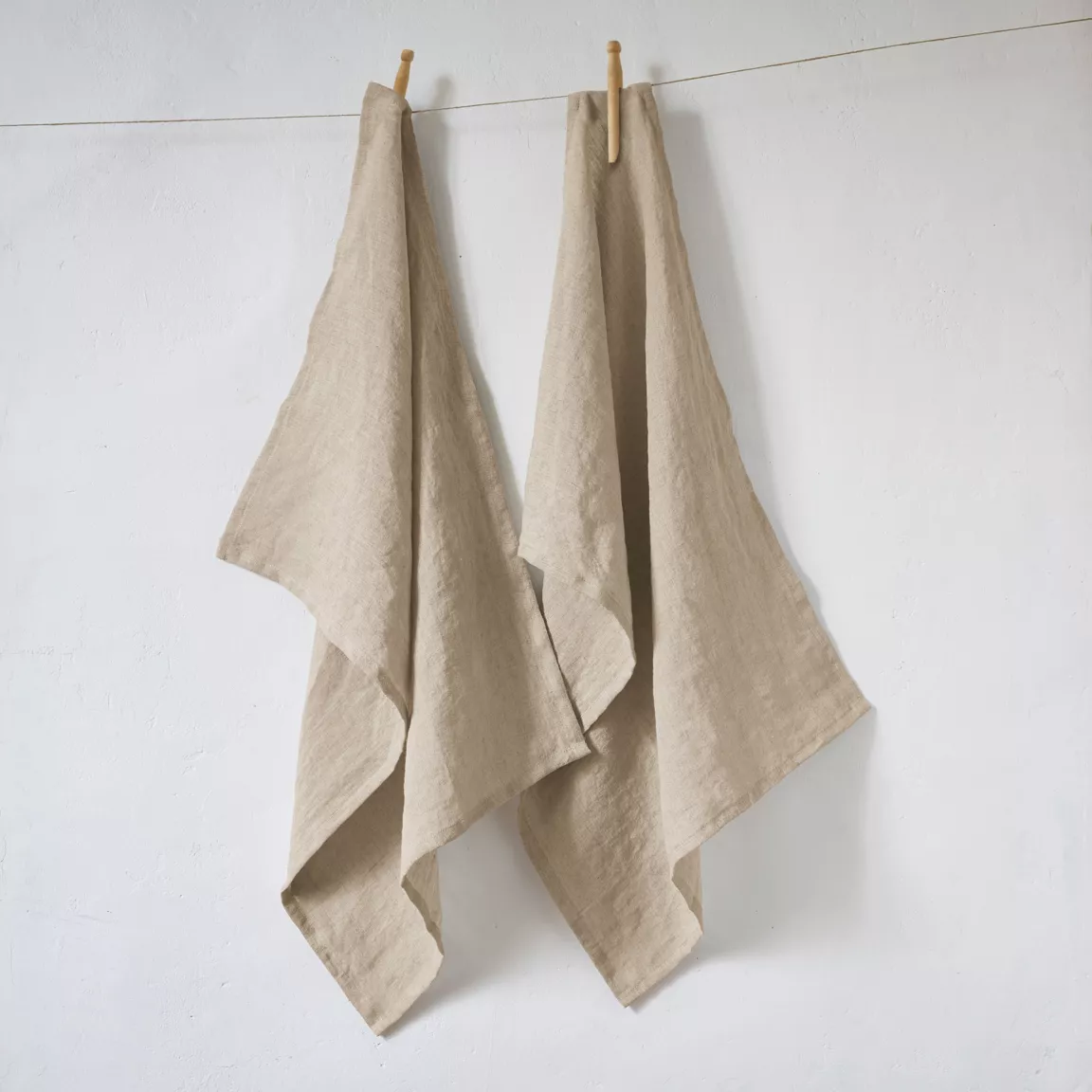 Lot de 2 essuie-mains lin lavé (50 x 70 cm) Louise Beige