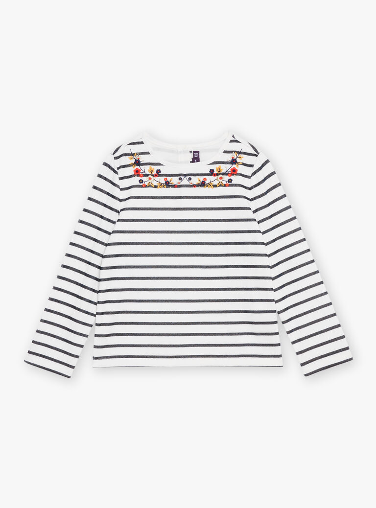 T-shirt bleu marine à imprimé à rayures