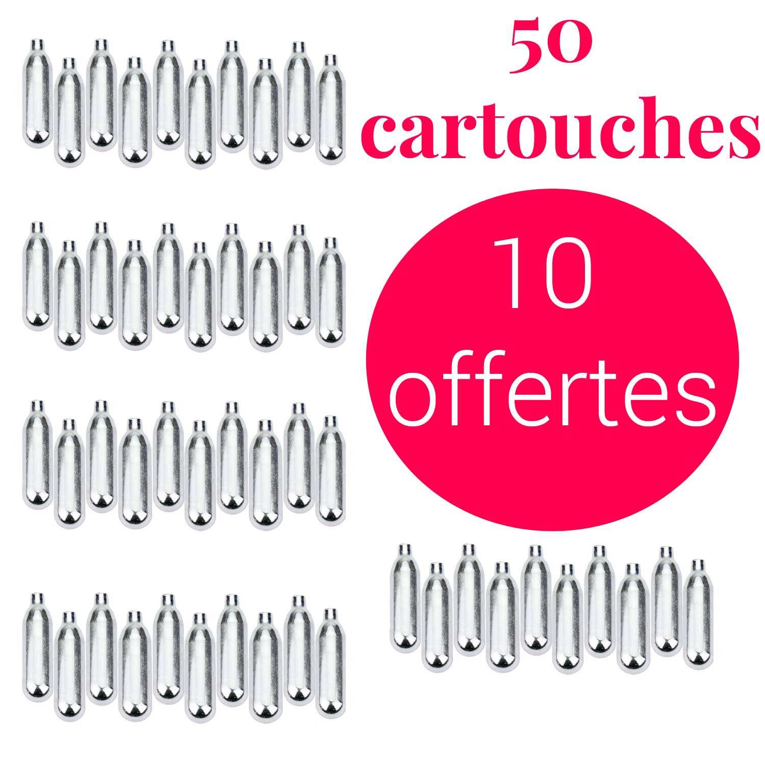 40 cartouches de CO2 + 10 offertes - Pour soda et eau de seltz