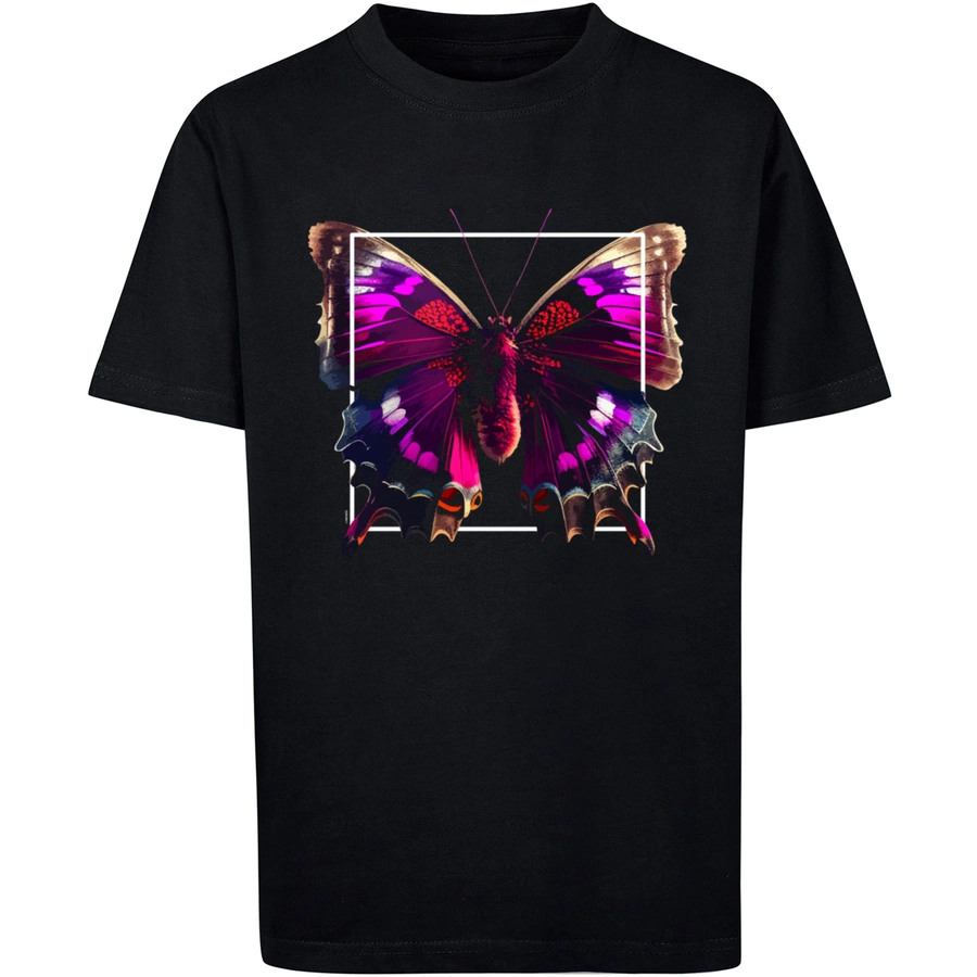 F4NT4STIC T-Shirt Pink Schmetterling TEE UNISEX schwarz