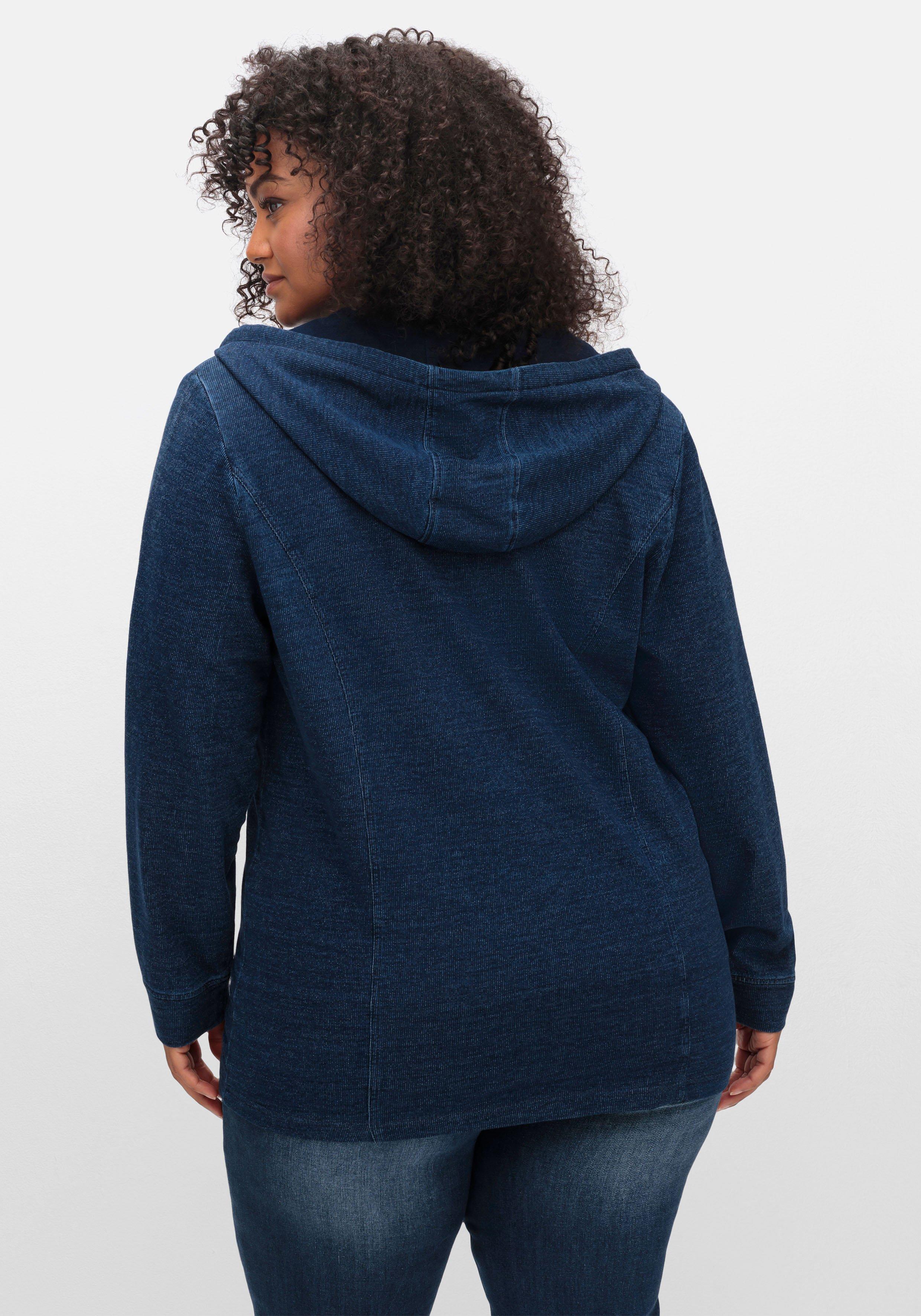 Sweatjacke mit Kapuze, im Denim-Look