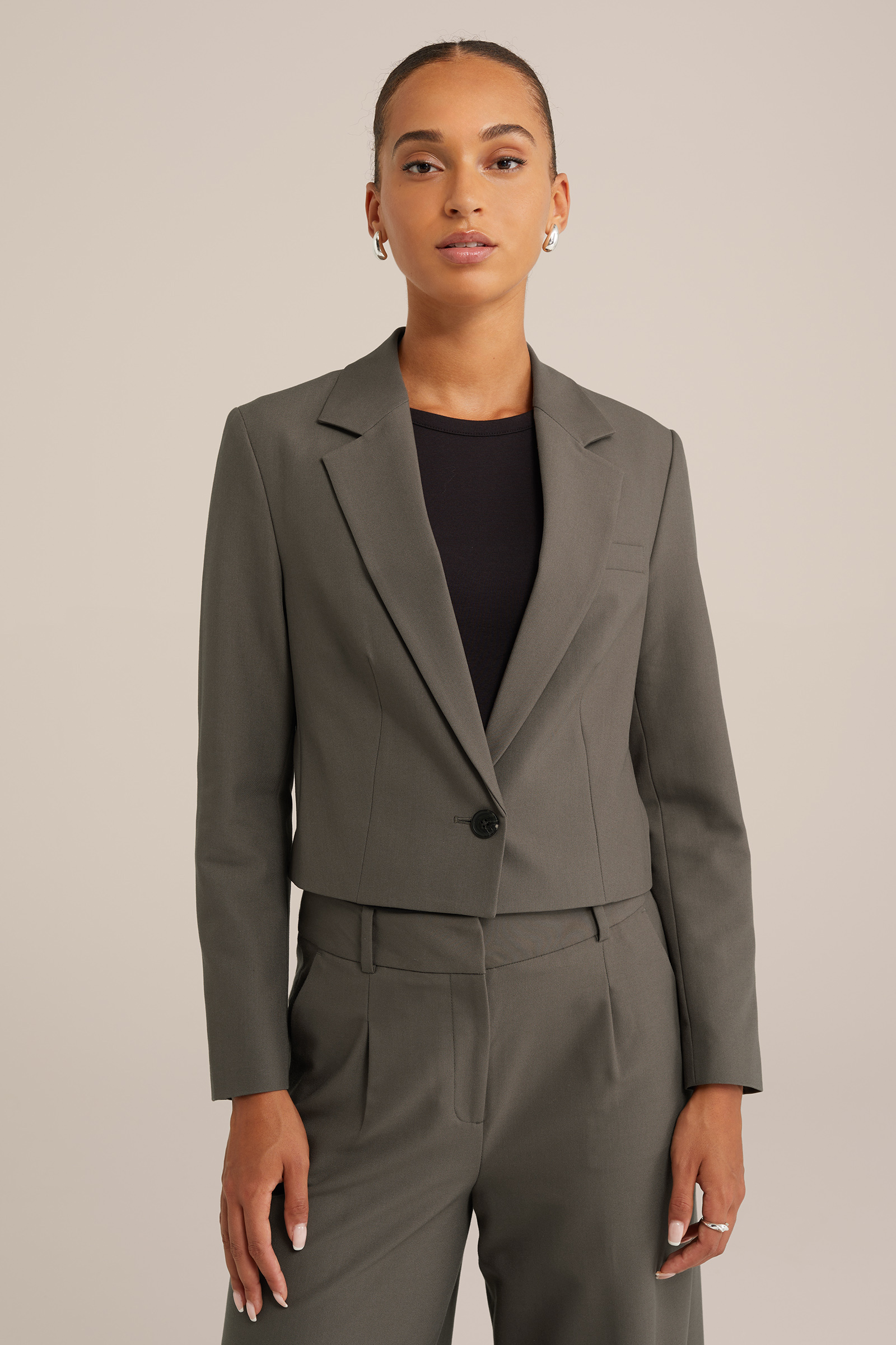 cropped blazer WE Fashion Grijsgroen