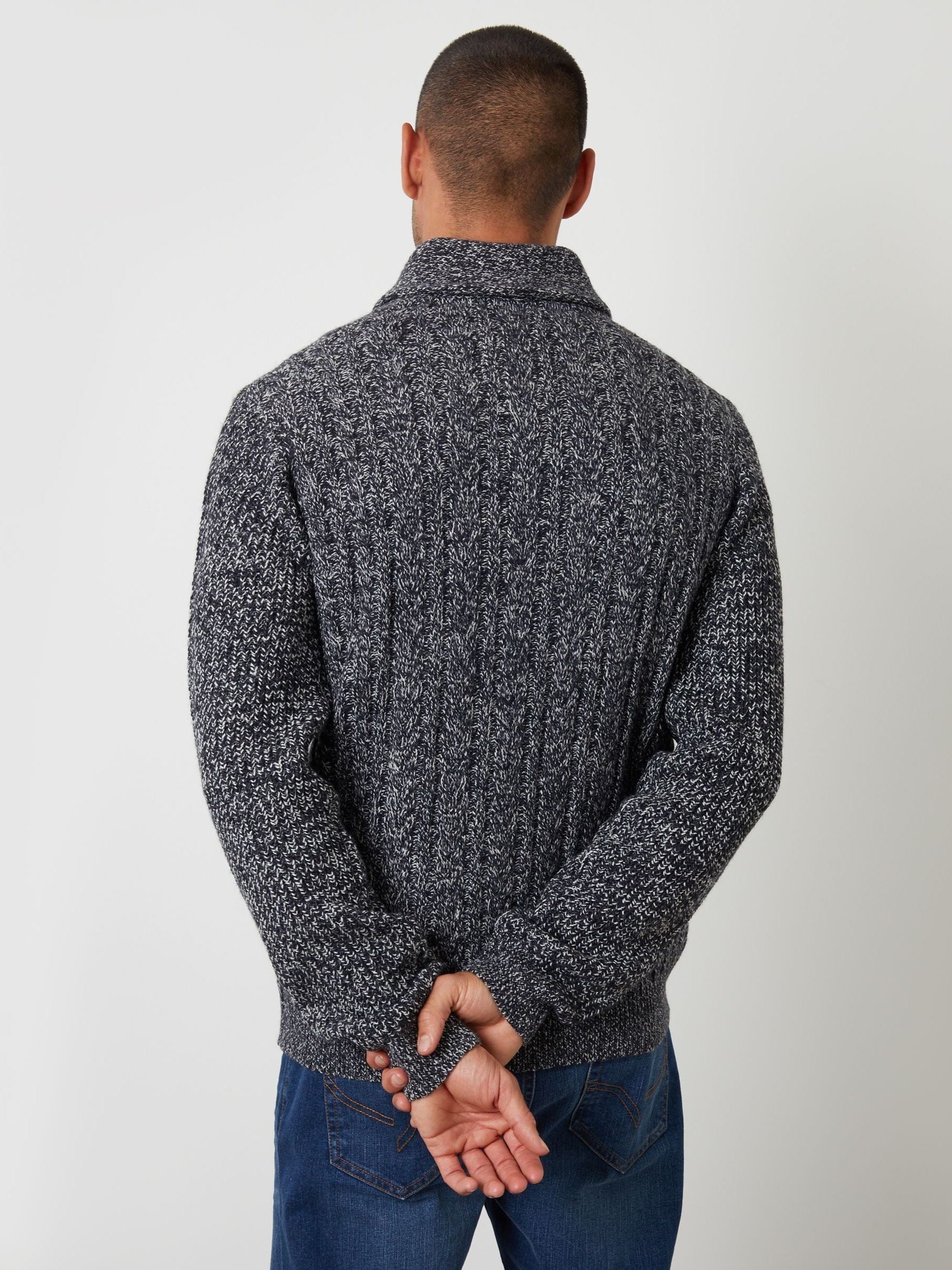 Blauw - Threadbare gebreid vest met sjaalkraag en wol