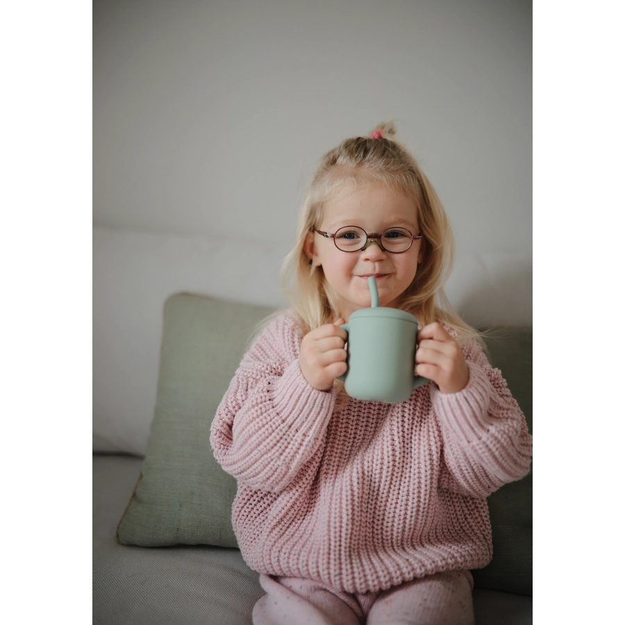 mushie Trinklernbecher mit Trinkhalm Cambridge Blue