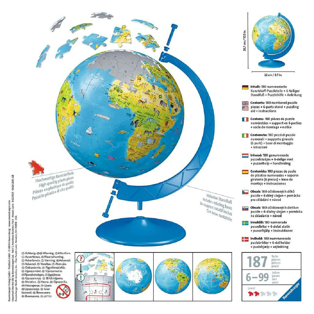 RAVENSBURGER - Globe Terrestre 3D 180 pièces