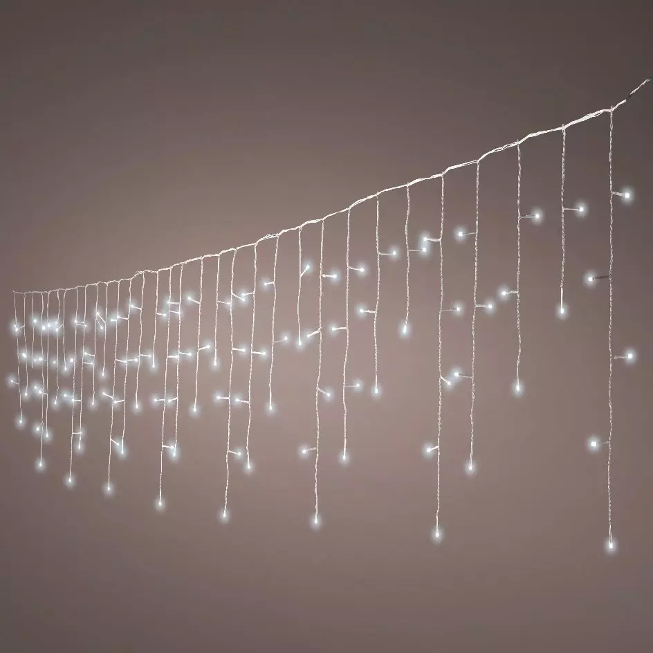 Stalactite lumineuse 5 m 119 LED câble blanc Stars Timer Blanc froid