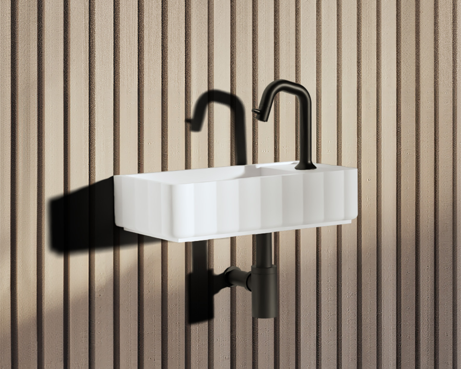 Riho Catching Waves fontein solid surface met kraangat links wit mat