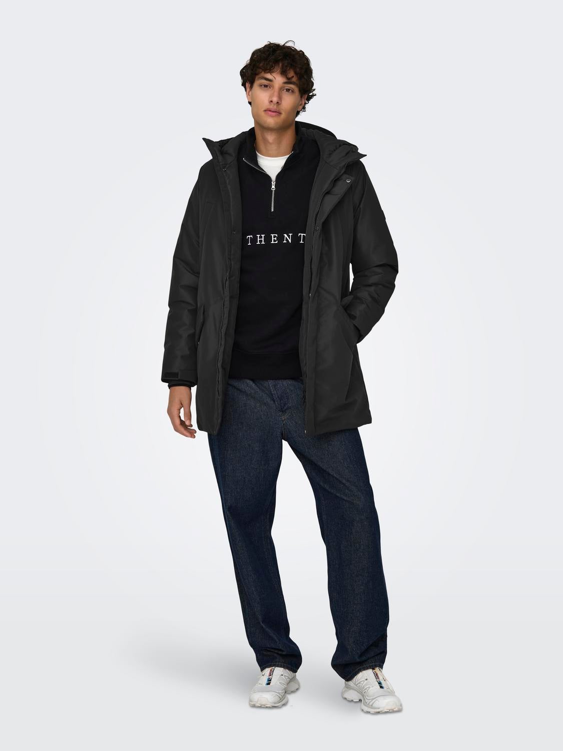 ONSCARL Langer Parka Black
